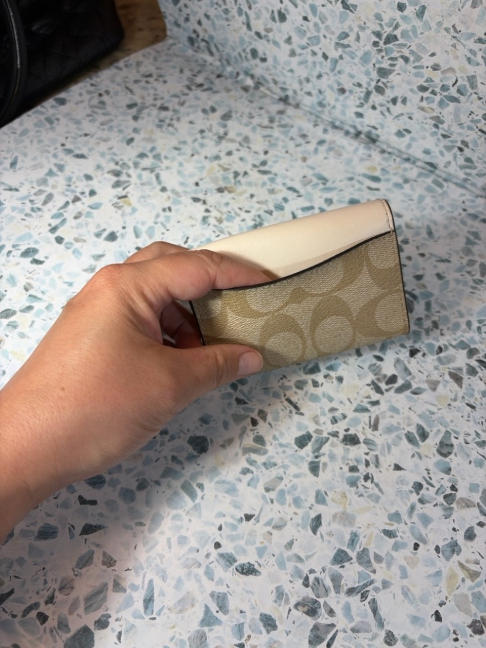 Coach Envelope Card Holder Wallet Signature Canvas Ivory Leather - Picture 4 of 7